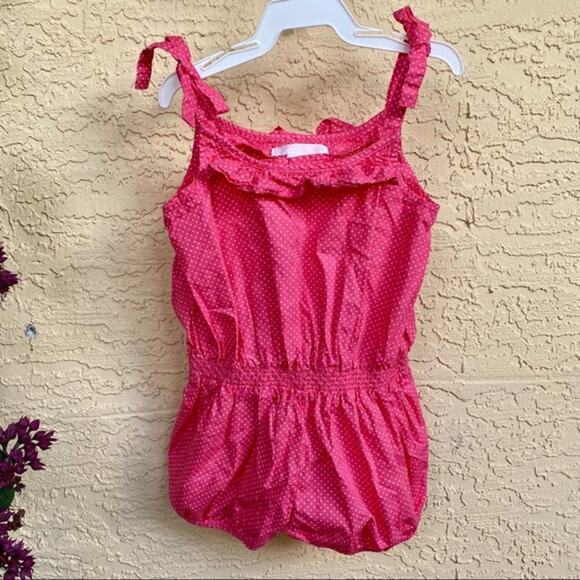 Jamie and Jack Girls Pink Polka Dot Bubble Romper 2T - Picture 1 of 6